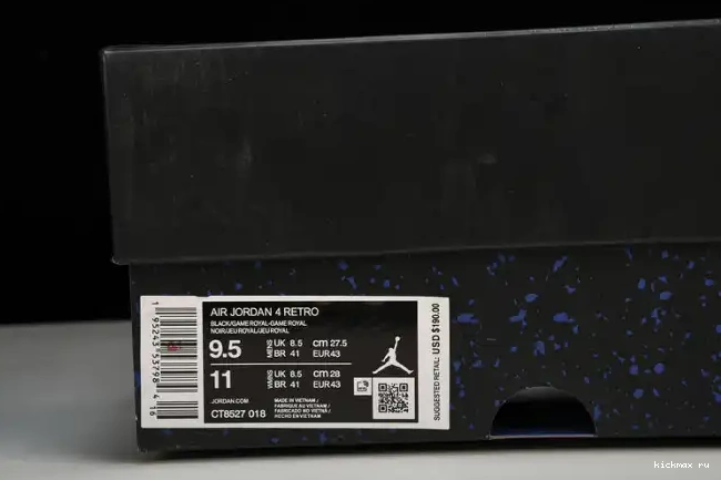 Cheap Kickmax CT8527-018 Jordan Retro Black 4 Game Royal 0519